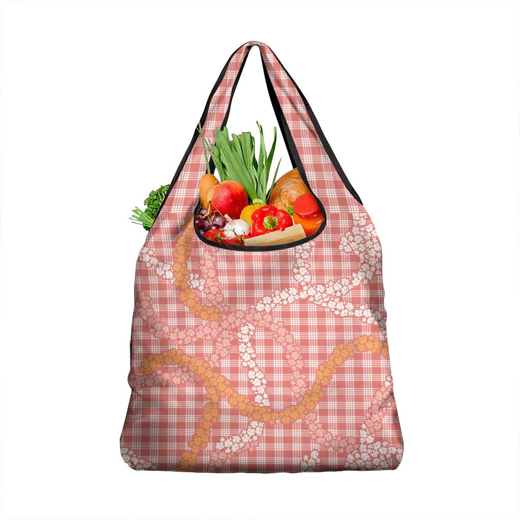 Pink Tropical Floral Palaka Grocery Bag Hawaiian Quilt Pattern - Polynesian Pride