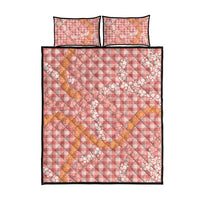 Pink Tropical Floral Palaka Quilt Bed Set Hawaiian Quilt Pattern - Polynesian Pride