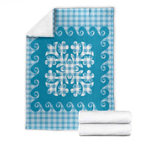 Blue Ulu Palaka Quilt Pattern Blanket Hawaii Culture Breadfruit - Polynesian Pride