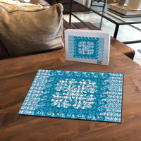 Blue Ulu Palaka Quilt Pattern Puzzle Hawaii Culture Breadfruit - Polynesian Pride