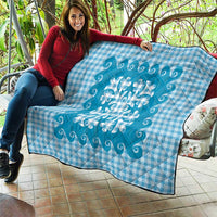 Blue Ulu Palaka Quilt Pattern Quilt Hawaii Culture Breadfruit - Polynesian Pride