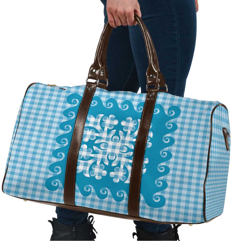 Blue Ulu Palaka Quilt Pattern Travel Bag Hawaii Culture Breadfruit - Polynesian Pride