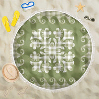 Green Ulu Palaka Quilt Pattern Beach Blanket Hawaii Culture Breadfruit - Polynesian Pride