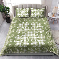 Green Ulu Palaka Quilt Pattern Bedding Set Hawaii Culture Breadfruit - Polynesian Pride