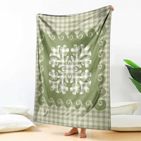 Green Ulu Palaka Quilt Pattern Blanket Hawaii Culture Breadfruit - Polynesian Pride