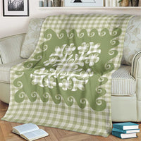 Green Ulu Palaka Quilt Pattern Blanket Hawaii Culture Breadfruit - Polynesian Pride