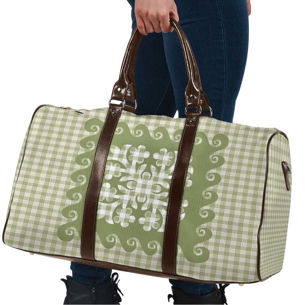 Green Ulu Palaka Quilt Pattern Travel Bag Hawaii Culture Breadfruit - Polynesian Pride