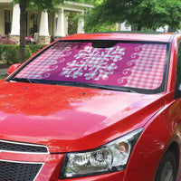 Pink Ulu Palaka Quilt Pattern Auto Sun Shade Hawaii Culture Breadfruit - Polynesian Pride