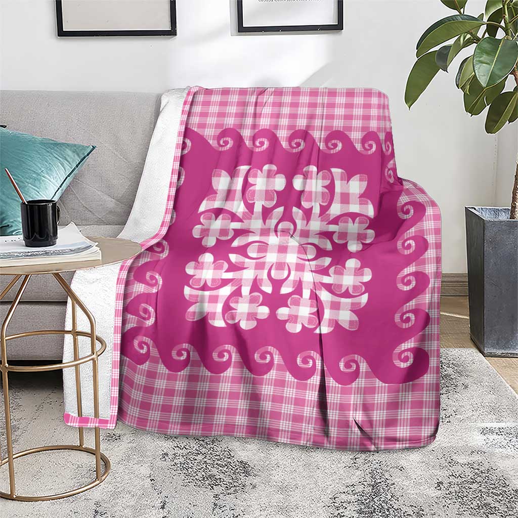Pink Ulu Palaka Quilt Pattern Blanket Hawaii Culture Breadfruit - Polynesian Pride