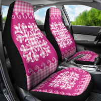 Pink Ulu Palaka Quilt Pattern Car Seat Cover Hawaii Culture Breadfruit - Polynesian Pride