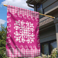 Pink Ulu Palaka Quilt Pattern Garden Flag Hawaii Culture Breadfruit - Polynesian Pride