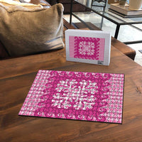 Pink Ulu Palaka Quilt Pattern Puzzle Hawaii Culture Breadfruit - Polynesian Pride