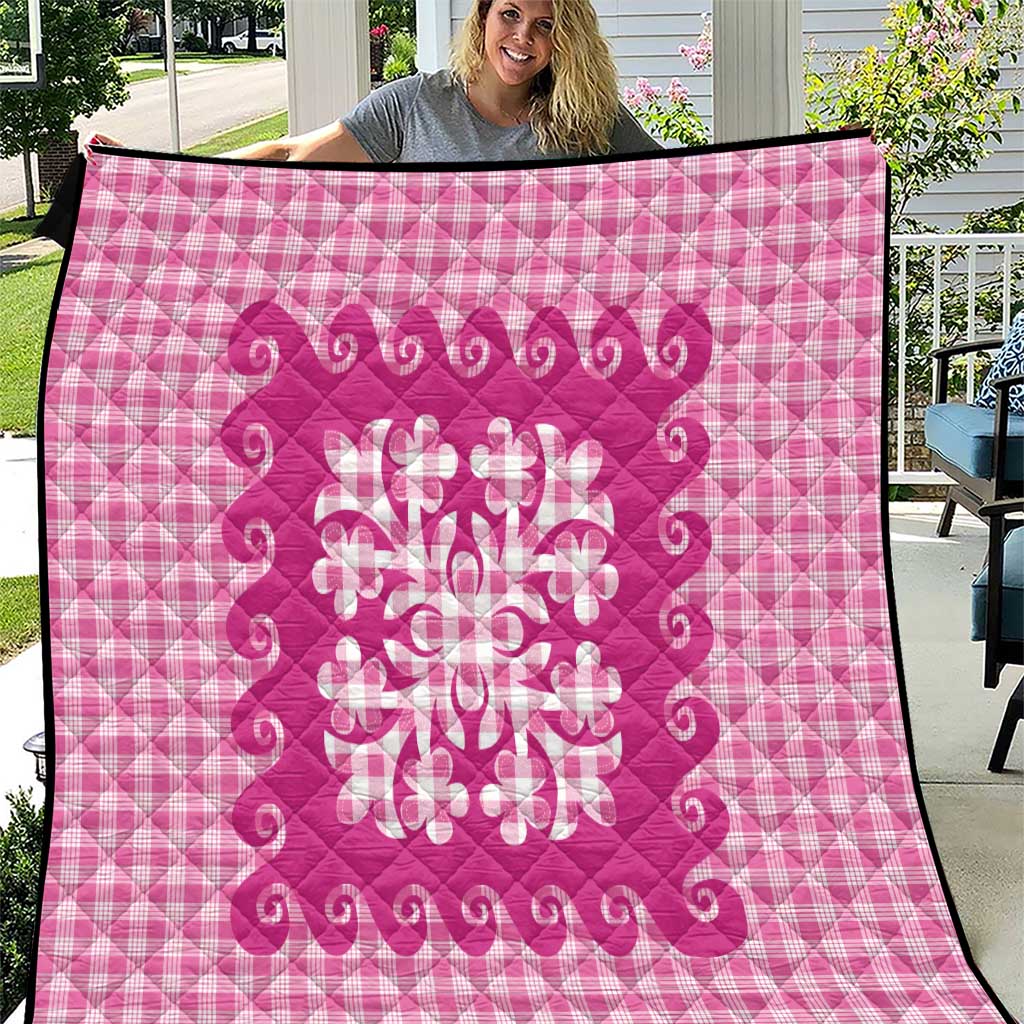 Pink Ulu Palaka Quilt Pattern Quilt Hawaii Culture Breadfruit - Polynesian Pride