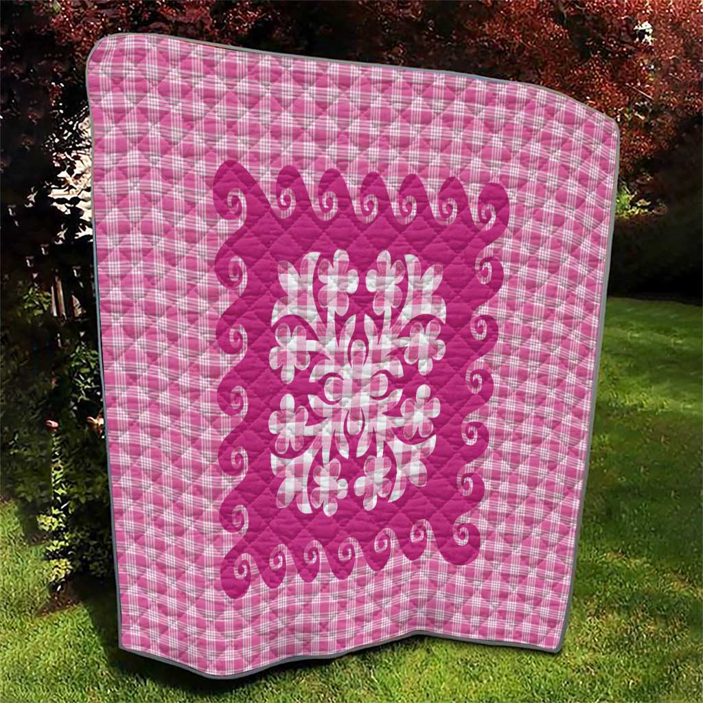 Pink Ulu Palaka Quilt Pattern Quilt Hawaii Culture Breadfruit - Polynesian Pride