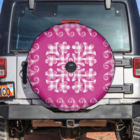 Pink Ulu Palaka Quilt Pattern Spare Tire Cover Hawaii Culture Breadfruit - Polynesian Pride