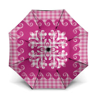 Pink Ulu Palaka Quilt Pattern Umbrella Hawaii Culture Breadfruit - Polynesian Pride