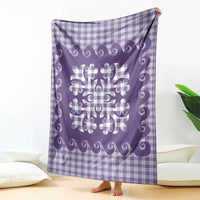 Purple Ulu Palaka Quilt Pattern Blanket Hawaii Culture Breadfruit - Polynesian Pride