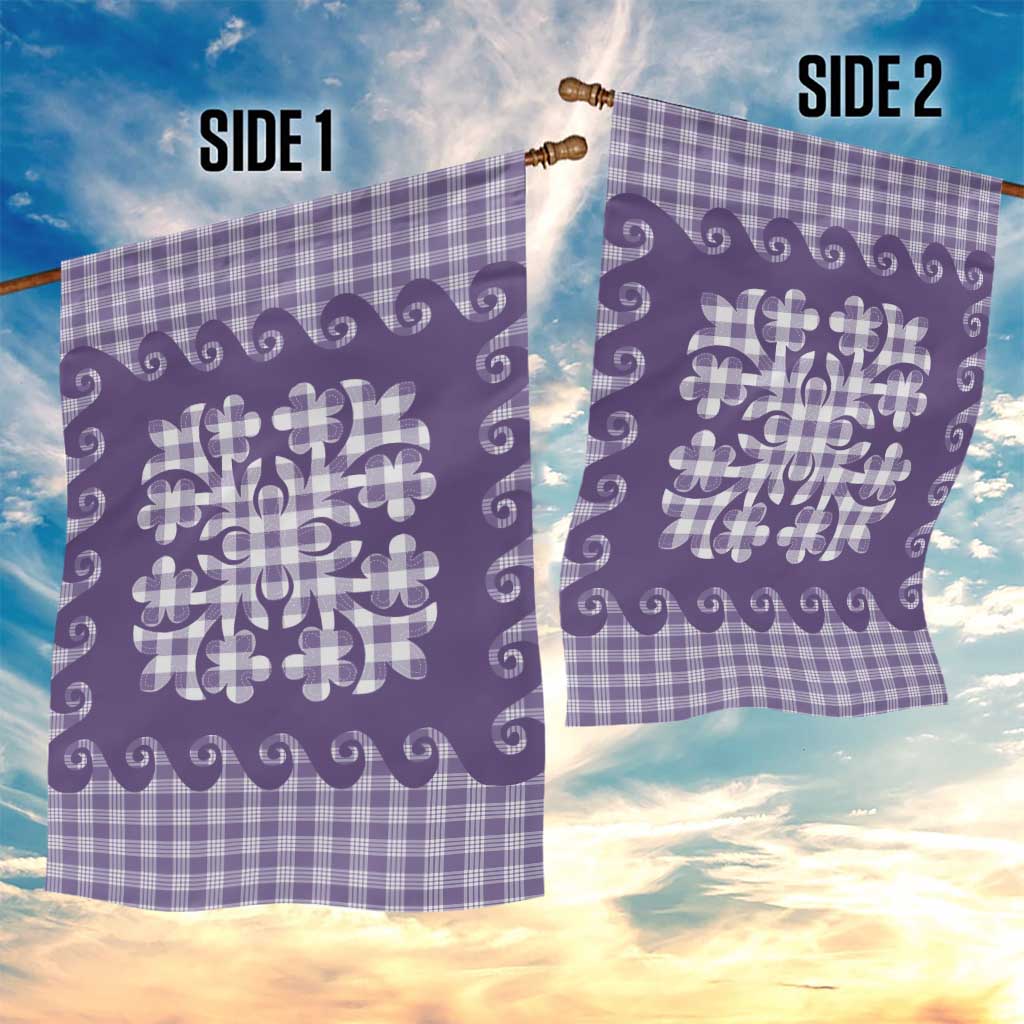 Purple Ulu Palaka Quilt Pattern Garden Flag Hawaii Culture Breadfruit - Polynesian Pride