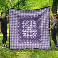 Purple Ulu Palaka Quilt Pattern Quilt Hawaii Culture Breadfruit - Polynesian Pride