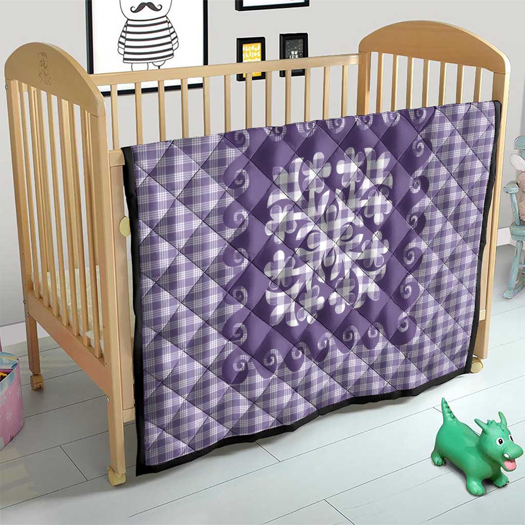 Purple Ulu Palaka Quilt Pattern Quilt Hawaii Culture Breadfruit - Polynesian Pride