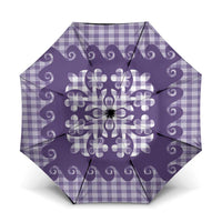 Purple Ulu Palaka Quilt Pattern Umbrella Hawaii Culture Breadfruit - Polynesian Pride