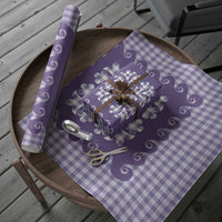 Purple Ulu Palaka Quilt Pattern Wrapping Paper Hawaii Culture Breadfruit - Polynesian Pride