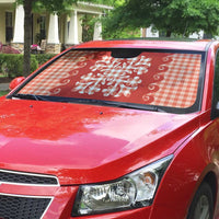 Red Ulu Palaka Quilt Pattern Auto Sun Shade Hawaii Culture Breadfruit - Polynesian Pride