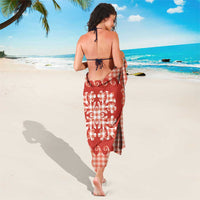 Red Ulu Palaka Quilt Pattern Sarong Hawaii Culture Breadfruit - Polynesian Pride