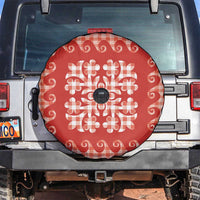 Red Ulu Palaka Quilt Pattern Spare Tire Cover Hawaii Culture Breadfruit - Polynesian Pride
