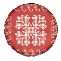 Red Ulu Palaka Quilt Pattern Spare Tire Cover Hawaii Culture Breadfruit - Polynesian Pride