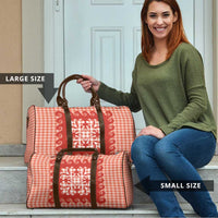 Red Ulu Palaka Quilt Pattern Travel Bag Hawaii Culture Breadfruit - Polynesian Pride