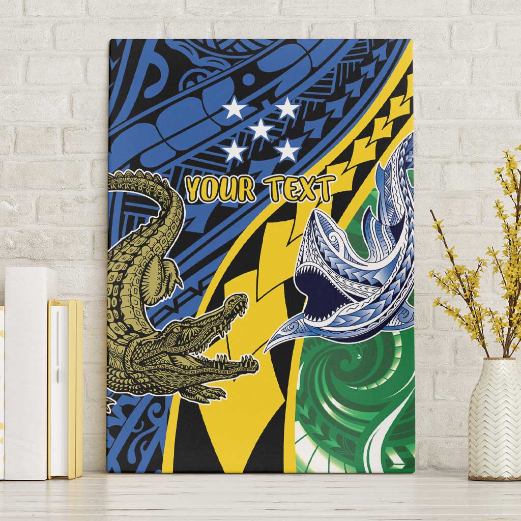 Personalised Crocodile and Shark Solomon Islands Canvas Wall Art Polynesian Tribal Tattoo