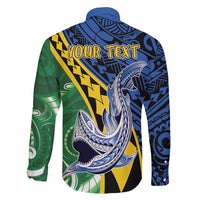 Personalised Crocodile and Shark Solomon Islands Family Matching Summer Maxi Dress and Hawaiian Shirt Polynesian Tribal Tattoo