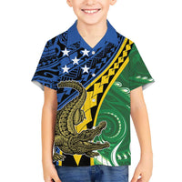 Personalised Crocodile and Shark Solomon Islands Hawaiian Shirt Polynesian Tribal Tattoo
