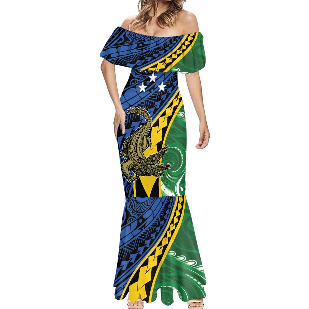 Personalised Crocodile and Shark Solomon Islands Mermaid Dress Polynesian Tribal Tattoo