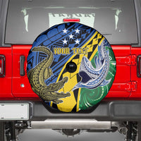 Personalised Crocodile and Shark Solomon Islands Spare Tire Cover Polynesian Tribal Tattoo