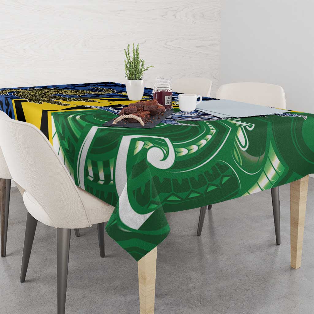 Personalised Crocodile and Shark Solomon Islands Tablecloth Polynesian Tribal Tattoo