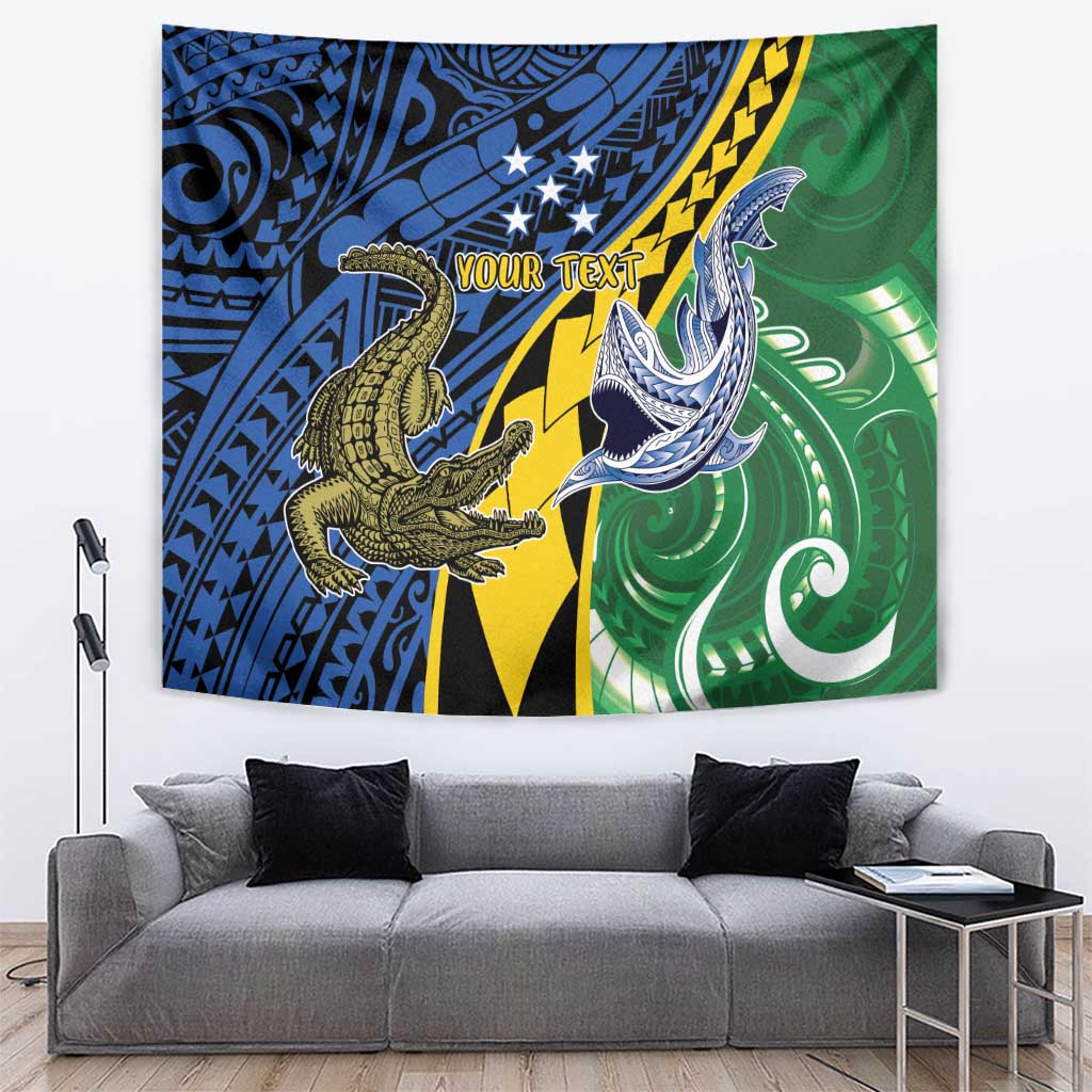 Personalised Crocodile and Shark Solomon Islands Tapestry Polynesian Tribal Tattoo