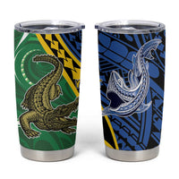 Personalised Crocodile and Shark Solomon Islands Tumbler Cup Polynesian Tribal Tattoo