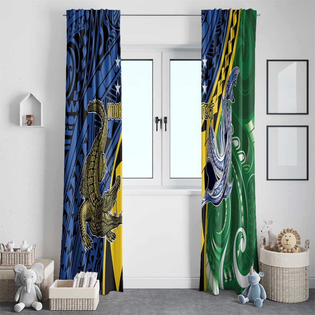 Personalised Crocodile and Shark Solomon Islands Window Curtain Polynesian Tribal Tattoo