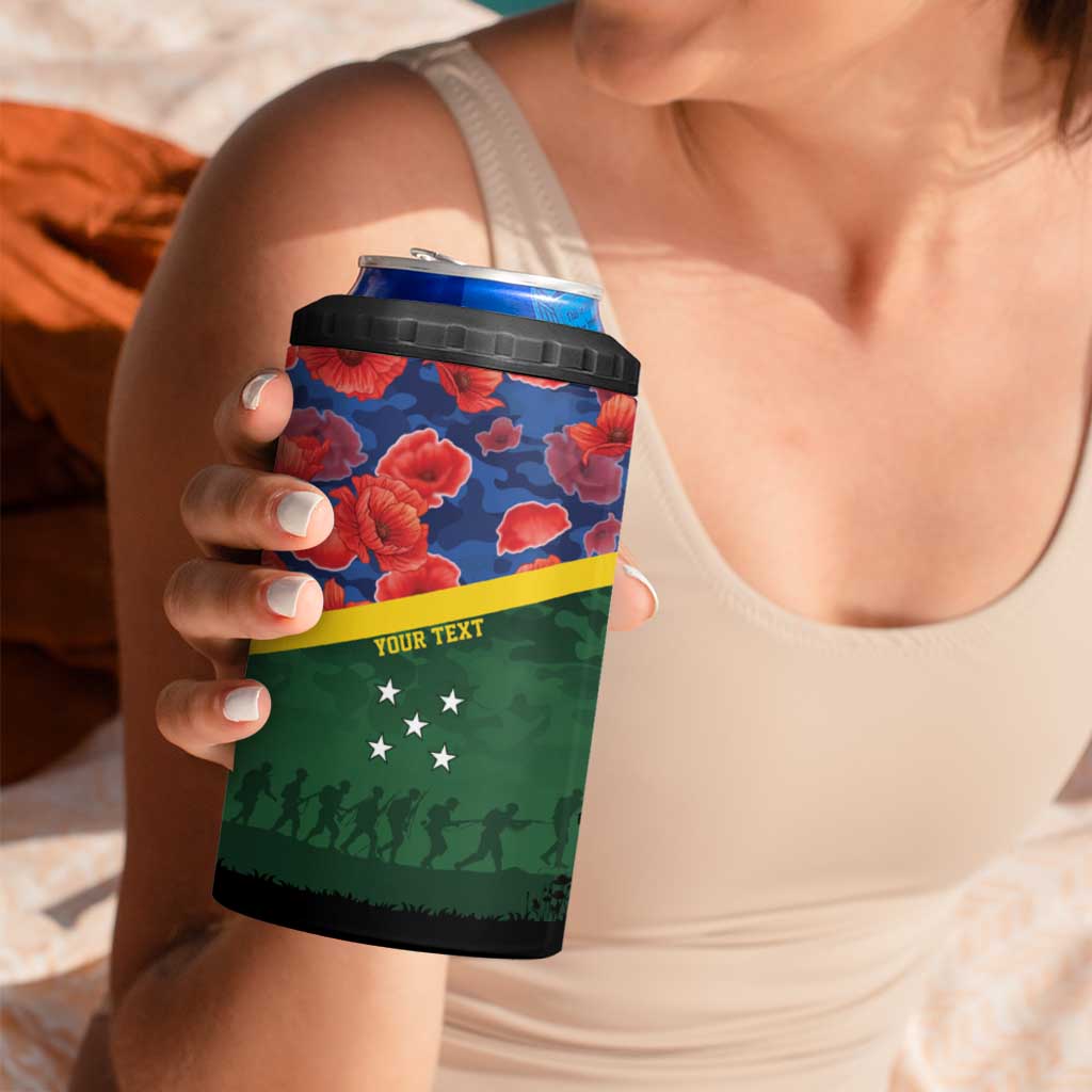 Personalised Solomon Islands Remembrance Day 4 in 1 Can Cooler Tumbler We Will Remember Them with Camouflage Style