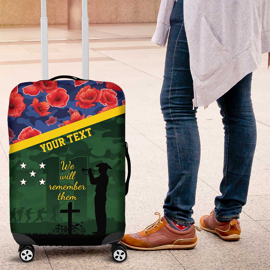 Personalised Solomon Islands Remembrance Day Luggage Cover We Will Remember Them with Camouflage Style