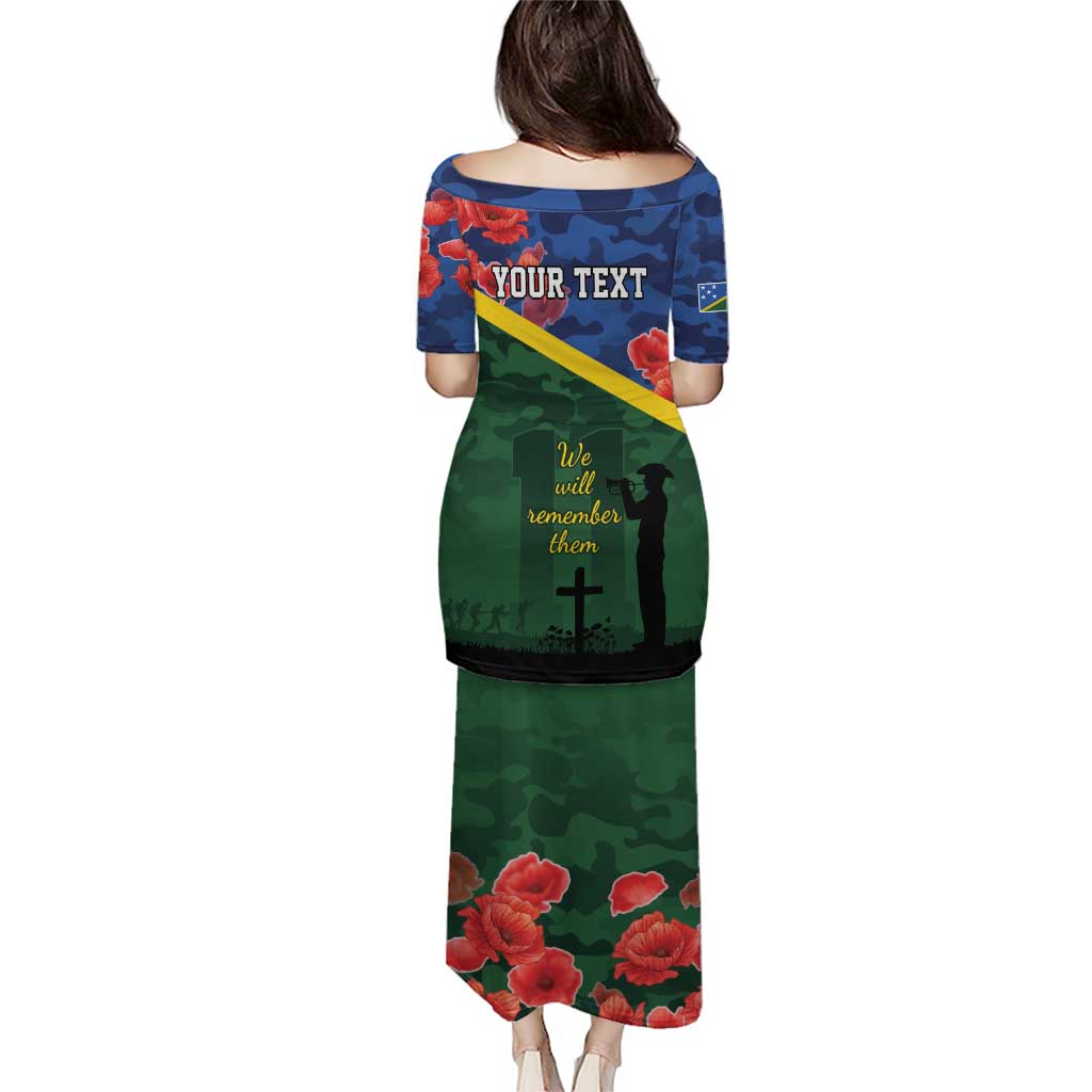Personalised Solomon Islands Remembrance Day Puletasi We Will Remember Them with Camouflage Style