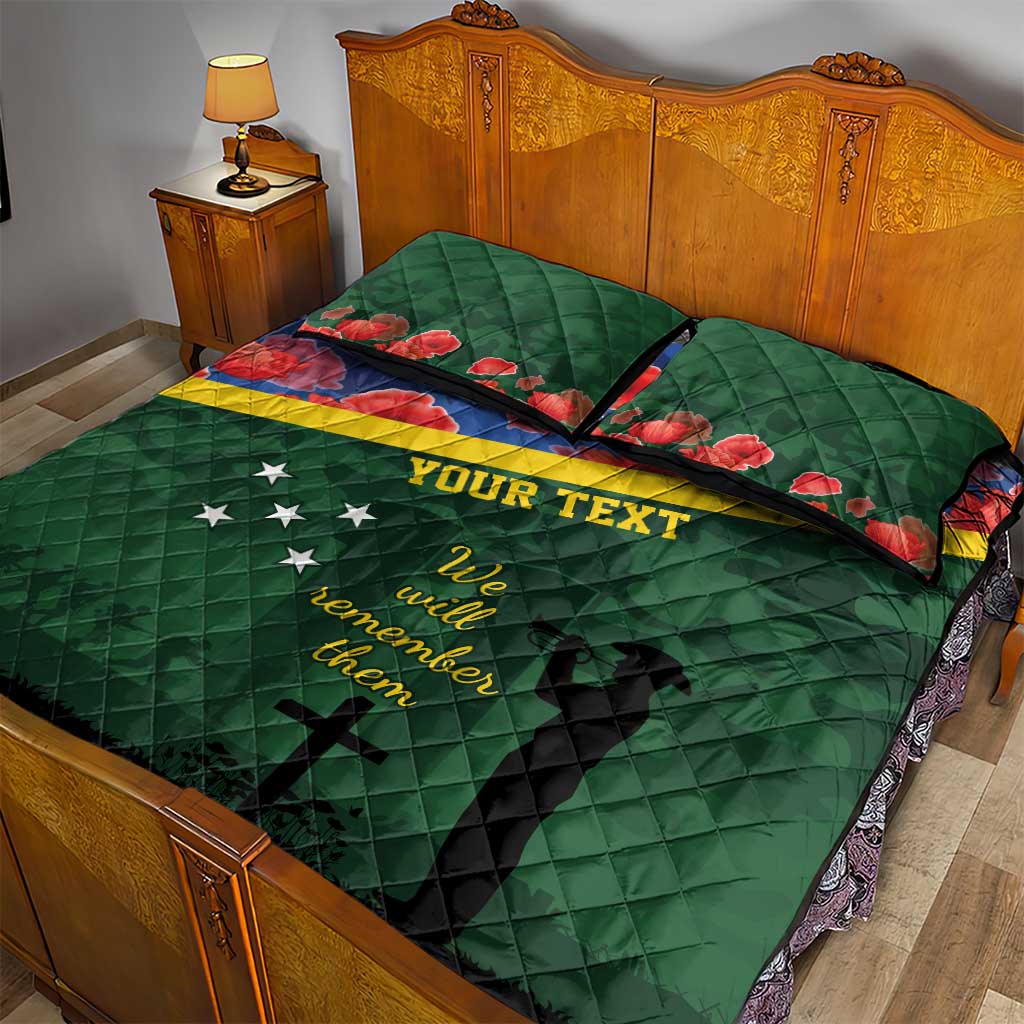 Personalised Solomon Islands Remembrance Day Quilt Bed Set We Will Remember Them with Camouflage Style