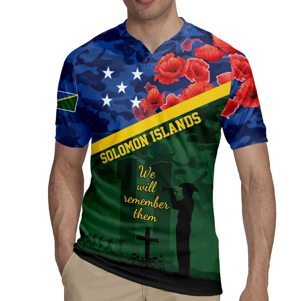 Personalised Solomon Islands Remembrance Day Rugby Jersey We Will Remember Them with Camouflage Style