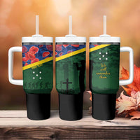 Personalised Solomon Islands Remembrance Day Tumbler With Handle We Will Remember Them with Camouflage Style