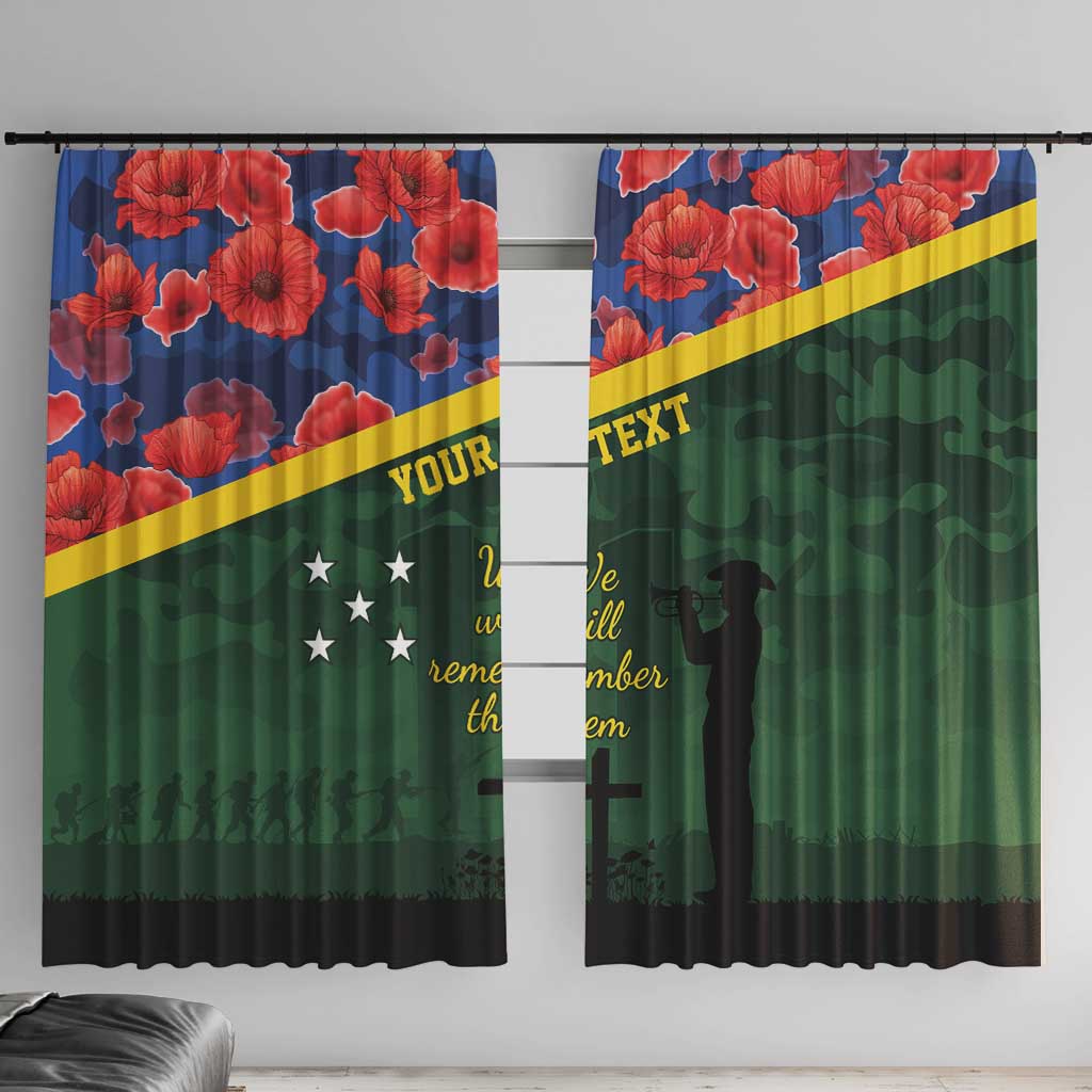 Personalised Solomon Islands Remembrance Day Window Curtain We Will Remember Them with Camouflage Style