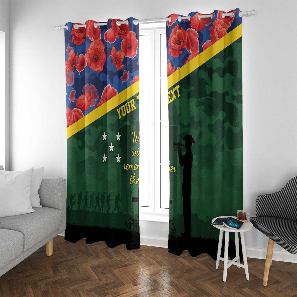 Personalised Solomon Islands Remembrance Day Window Curtain We Will Remember Them with Camouflage Style