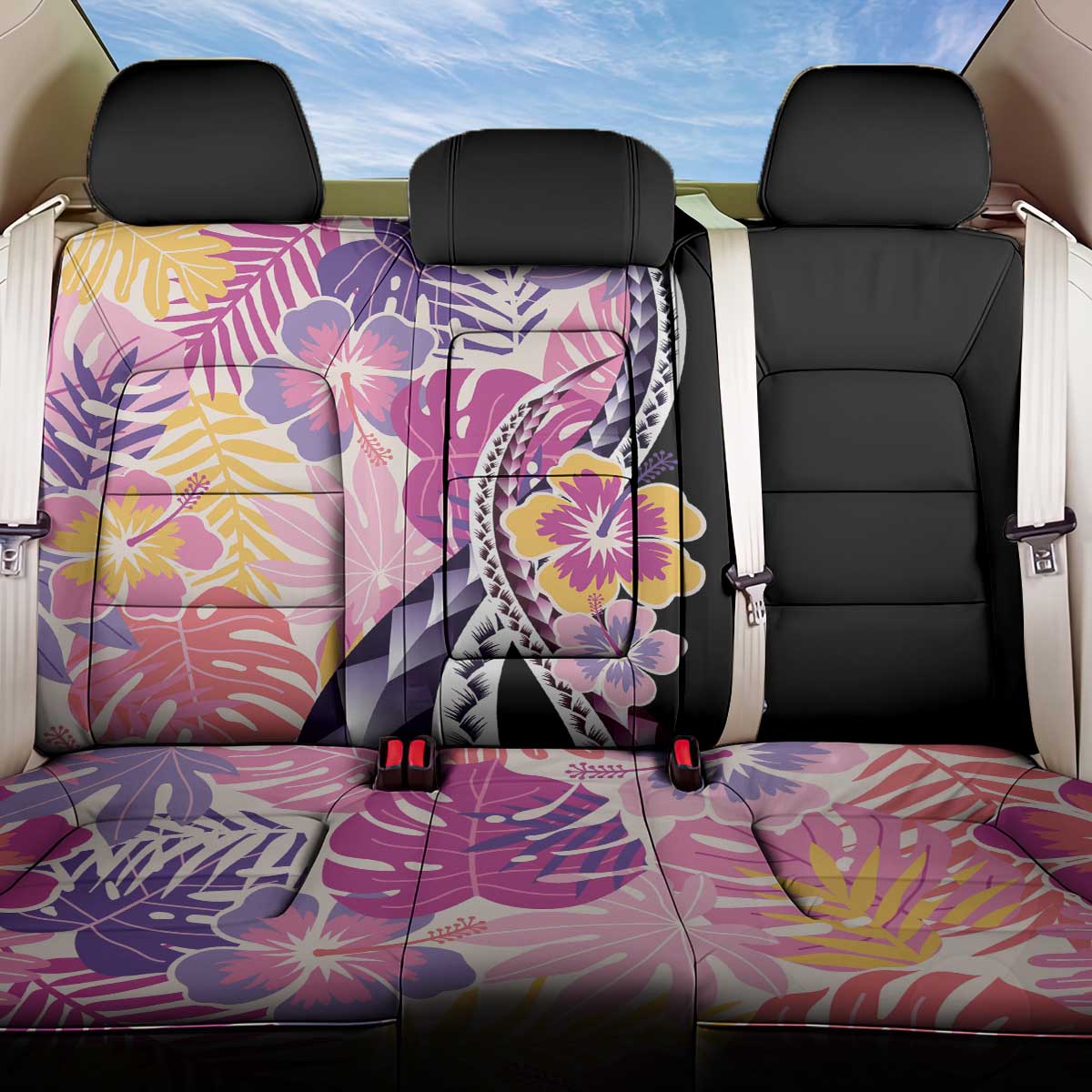 Aloha Vintage Hibiscus Lei Seamless Pattern Back Car Seat Cover - Polynesian Pride