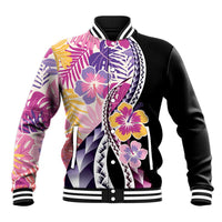 Aloha Vintage Hibiscus Lei Seamless Pattern Baseball Jacket LT9 Unisex Pink - Polynesian Pride